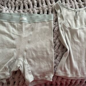 SKIMS Women's Light Blue Ribbed Set